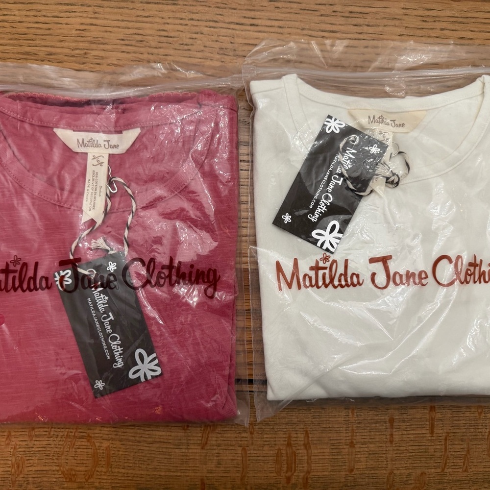 Matilda Jane Long Tees - Wild Rose and Ecru